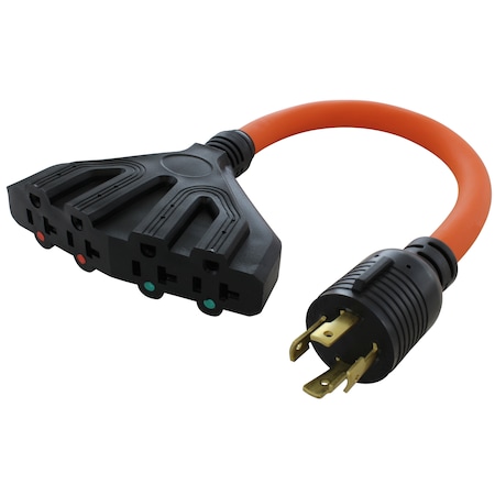 Ac Works Adapter Cable, STW, 5-15/20R, L14-30P, 1.5 ft., Orange L1430F520-018